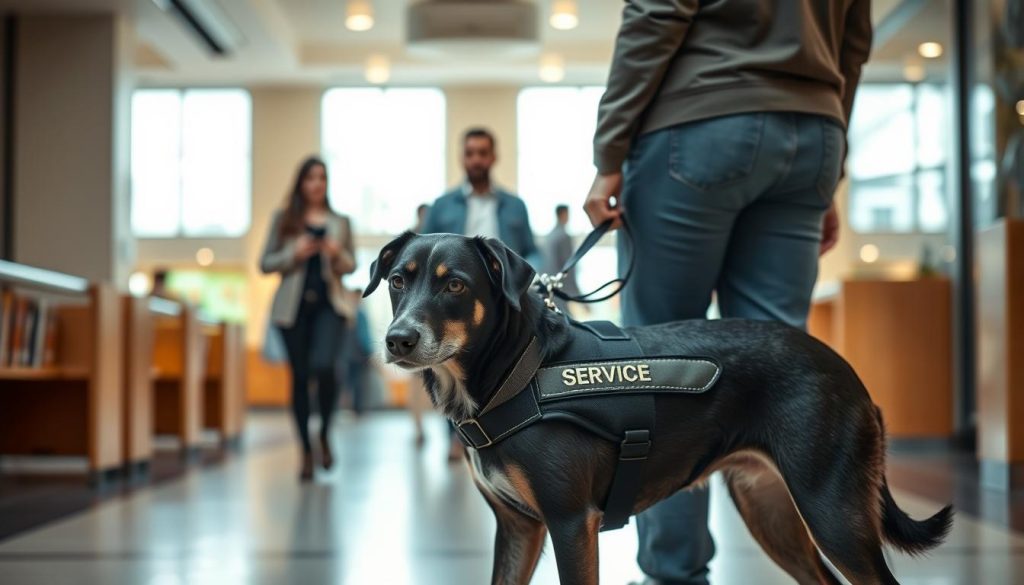 Service dog training in public settings