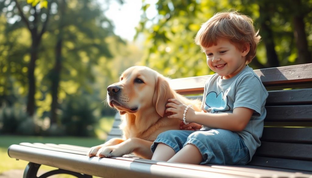 autism support dog helping child