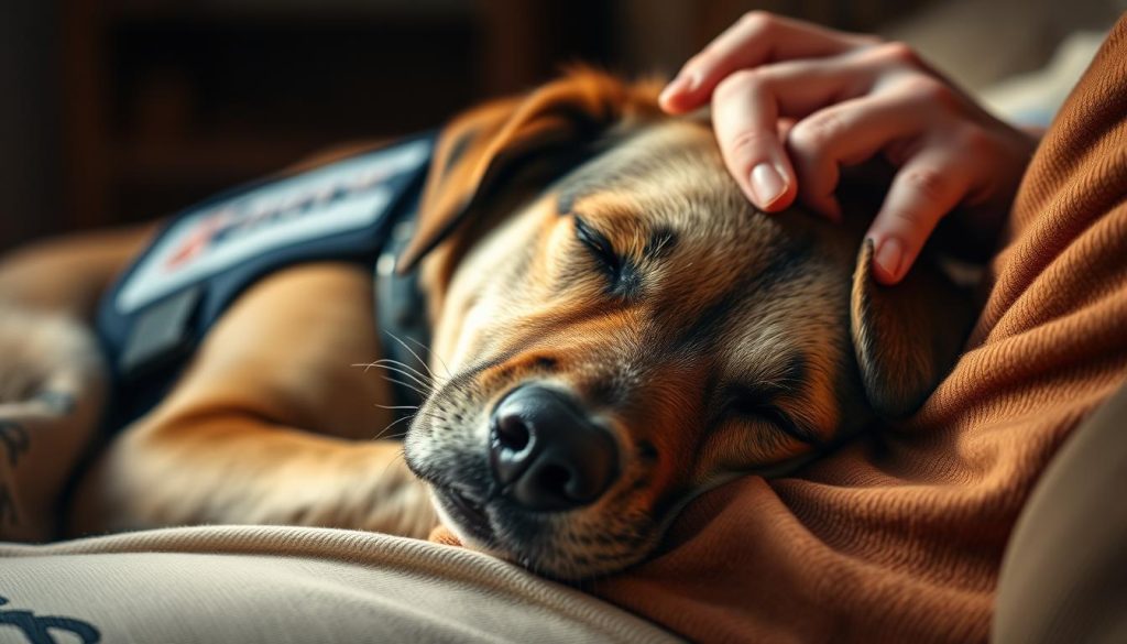 service dog receiving emotional support