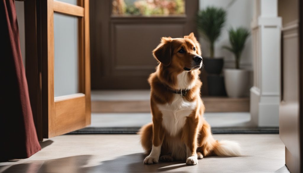 Dog showing good door manners