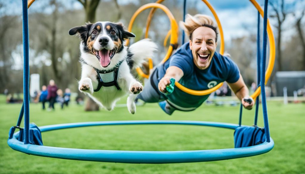 Positive reinforcement training with dog