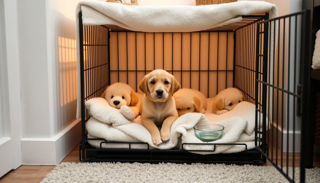 Comfortable crate setup for crate acclimation