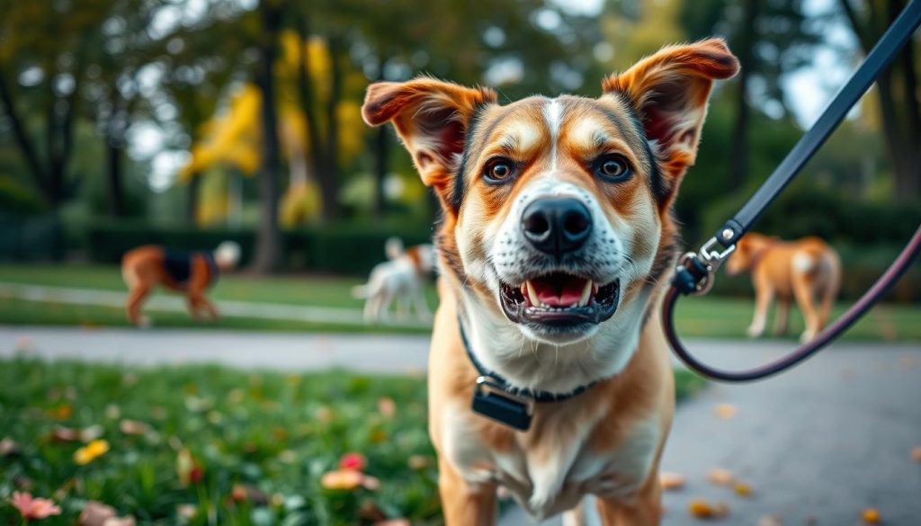 Dog with leash reactivity